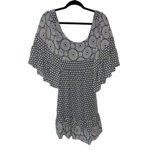 Betsey Johnson | Mandala Scoop Neck Flutter Bell Sleeve Chiffon Dress